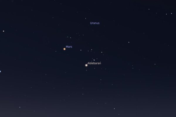 Bugün gökyüzünde neler var? 14 Temmuz’da Mars, Aldebaran’ın kuzeyinde.