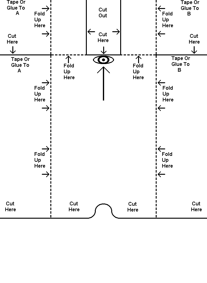 Line drawing of printable paper 3-d stereograph crosseye viewer.