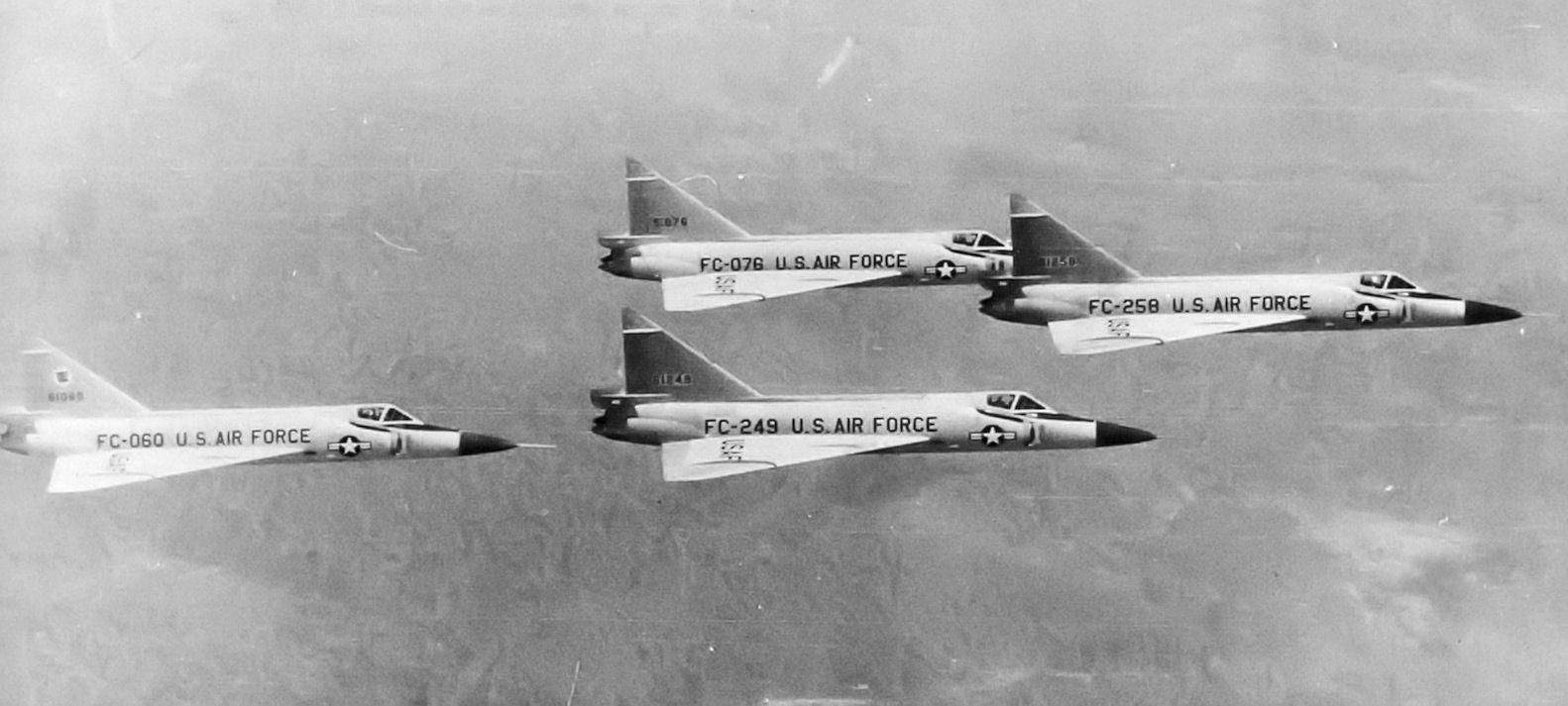 525th Fighter-Interceptor Squadron Convair F-102 Delta Dagger Four-Ship formation