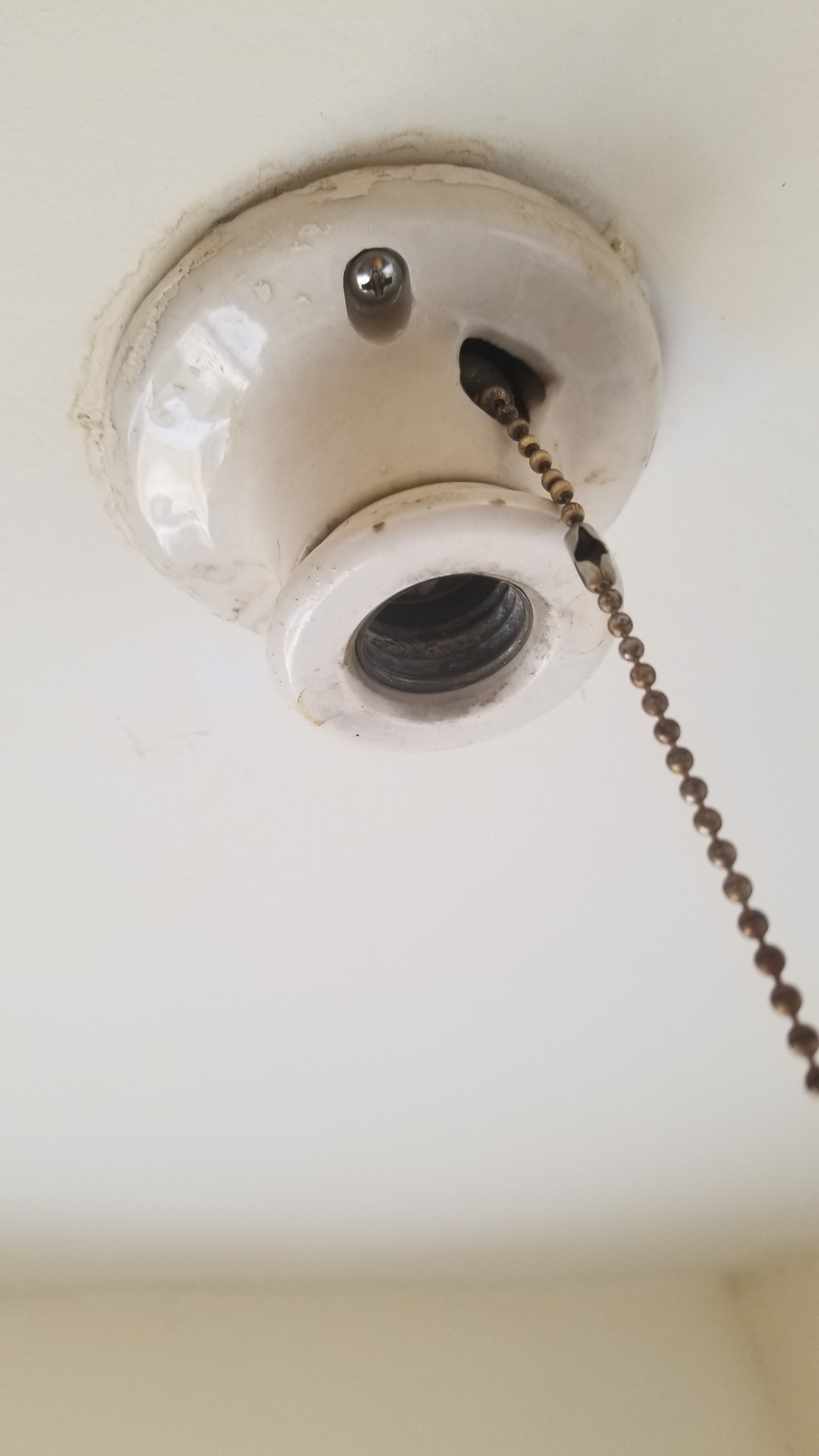 A pull switch for operating a light.