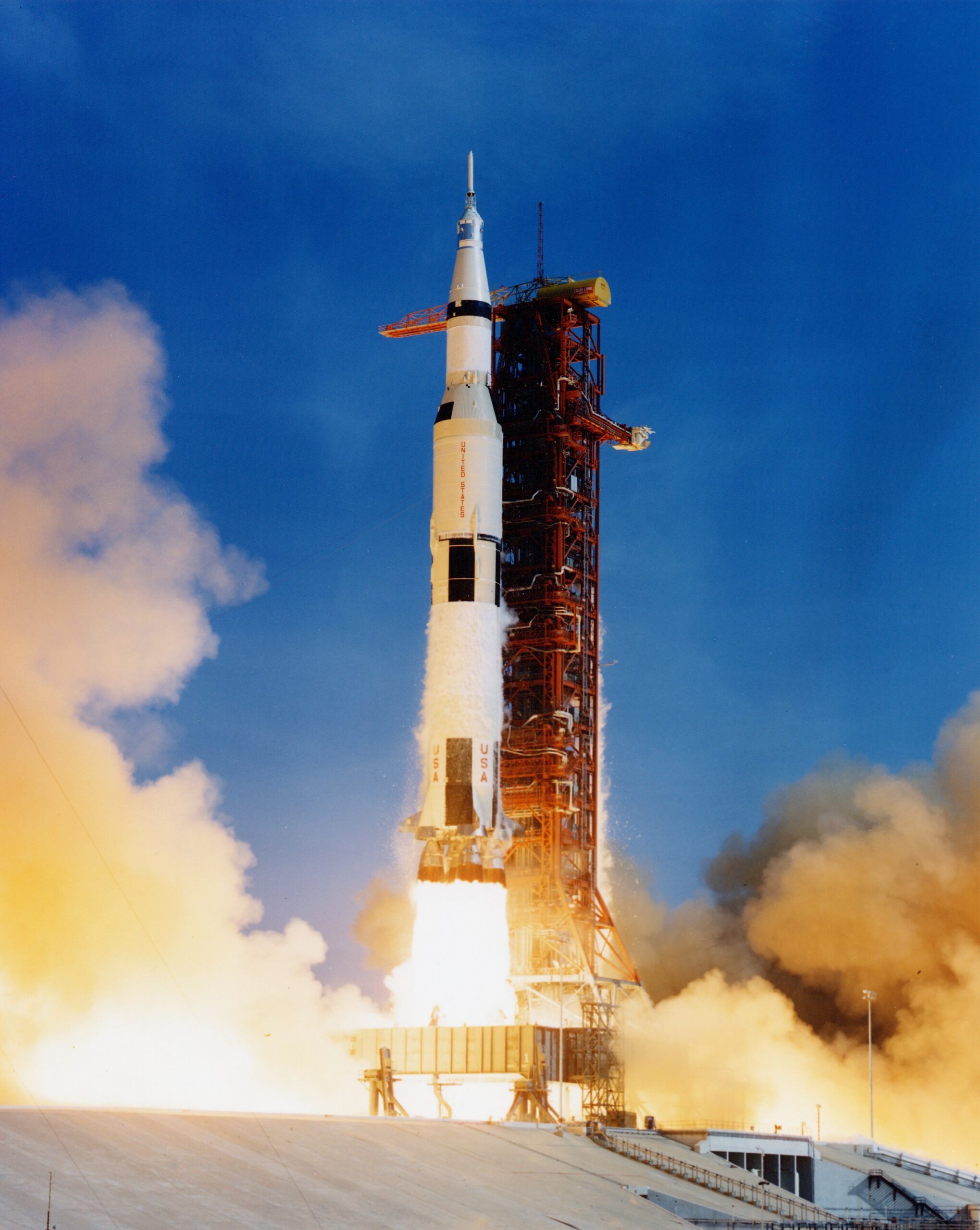 The Apollo 11 Saturn V space vehicle lifted off with Astronauts Neil A. Armstrong, Michael Collin...