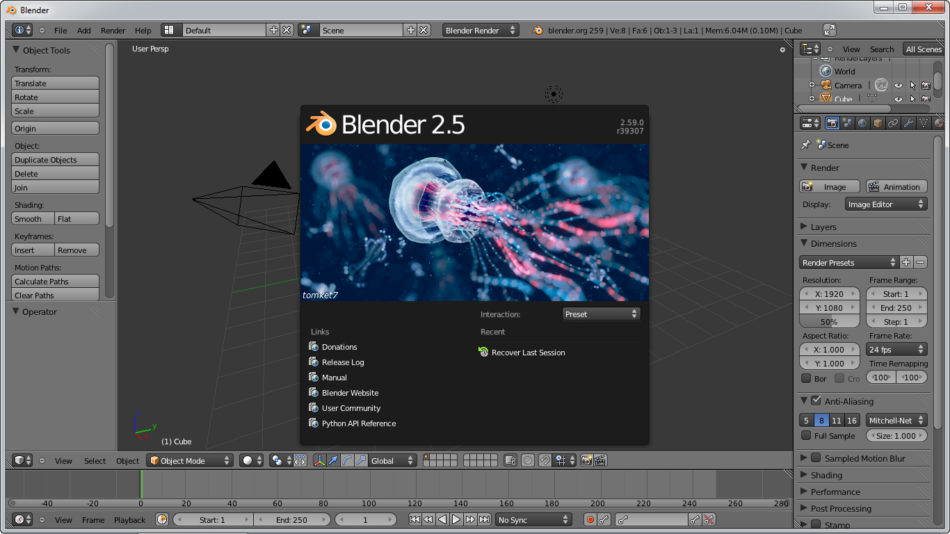 Screenshot of Blender 2.59