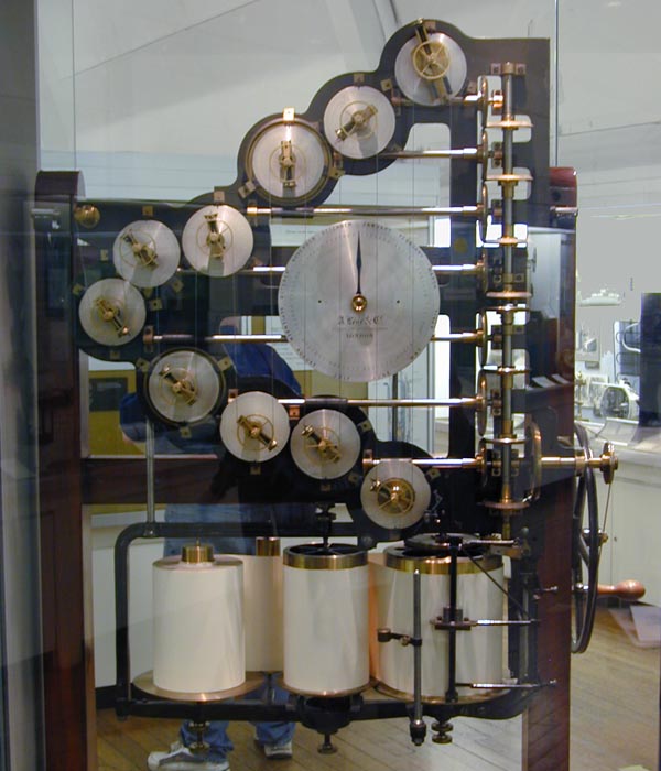 Tide predicting machine, by Sir William Thomson in 1876. 
The accompanying plaque says: this, the...