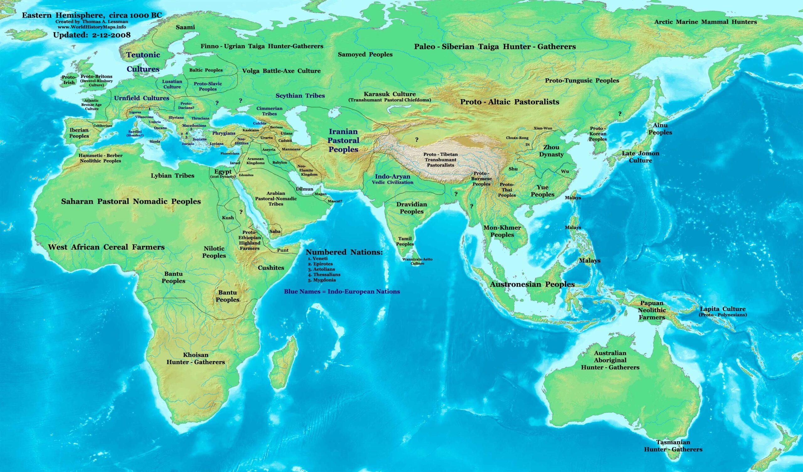 Eastern Hemisphere in 1000 BC.