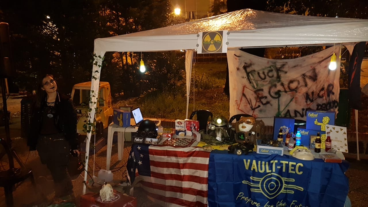 A Fallout Cosplayer photographed during a comic-con at Villa Carrara, Salerno