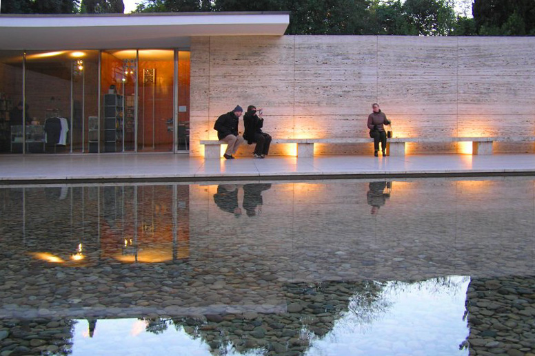 The Barcelona Pavilion. Built by Ludwig Mies van der Rohe in 1929 for the Universal exhibition. r...