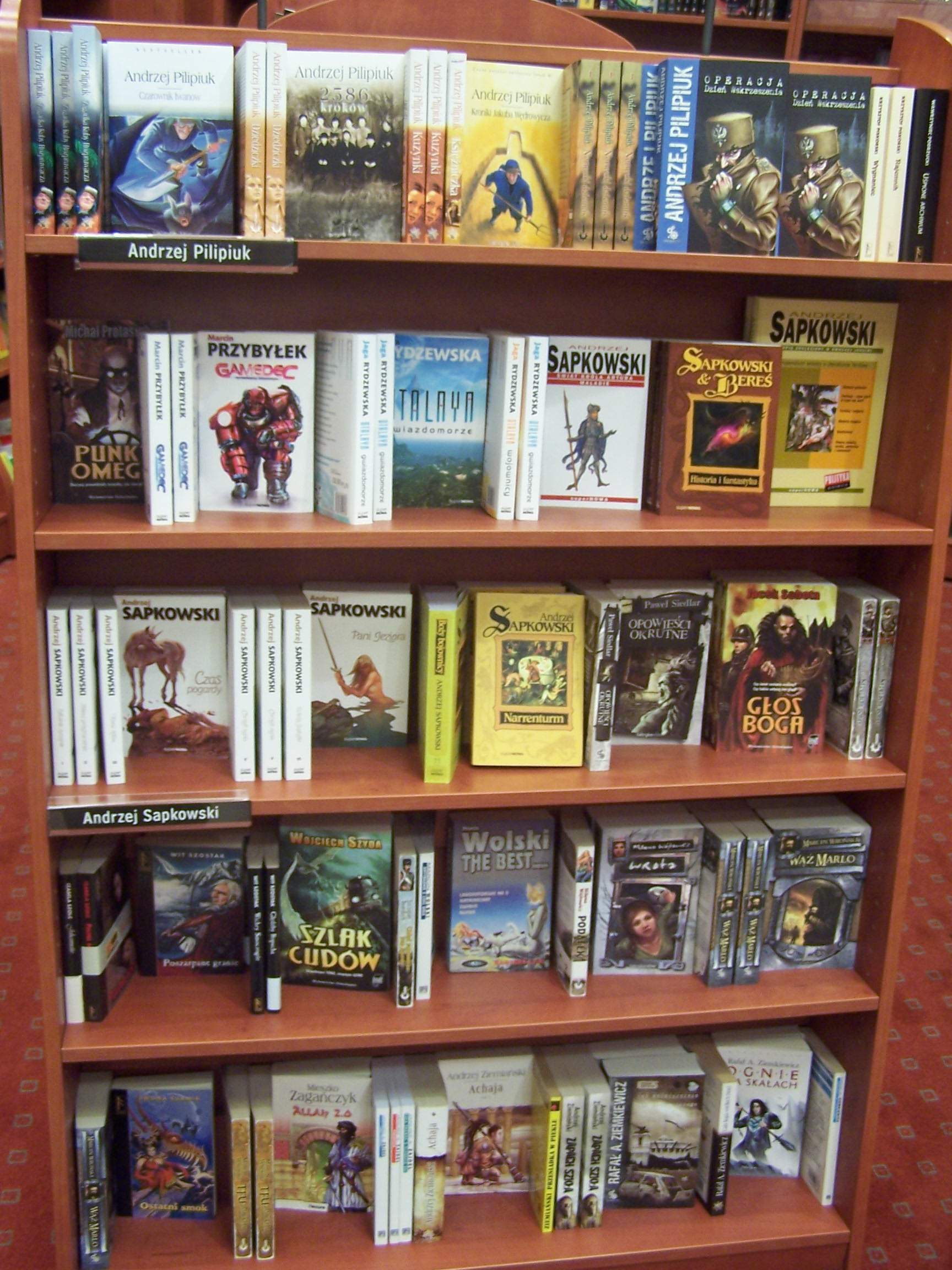Shelves in a bookstore (Empik, Katowice), containing only new releases of w:science fiction and f...