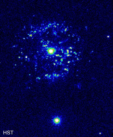 Hubble telescope picture of T Pyxidis, from a compilation of data taken on Feb. 26, 1994, and Jun...