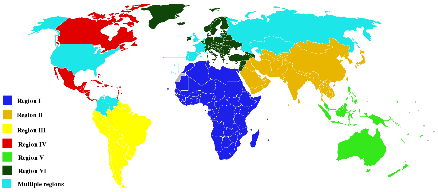 The member states of the World Meteorological Organization divided into the regional associations...