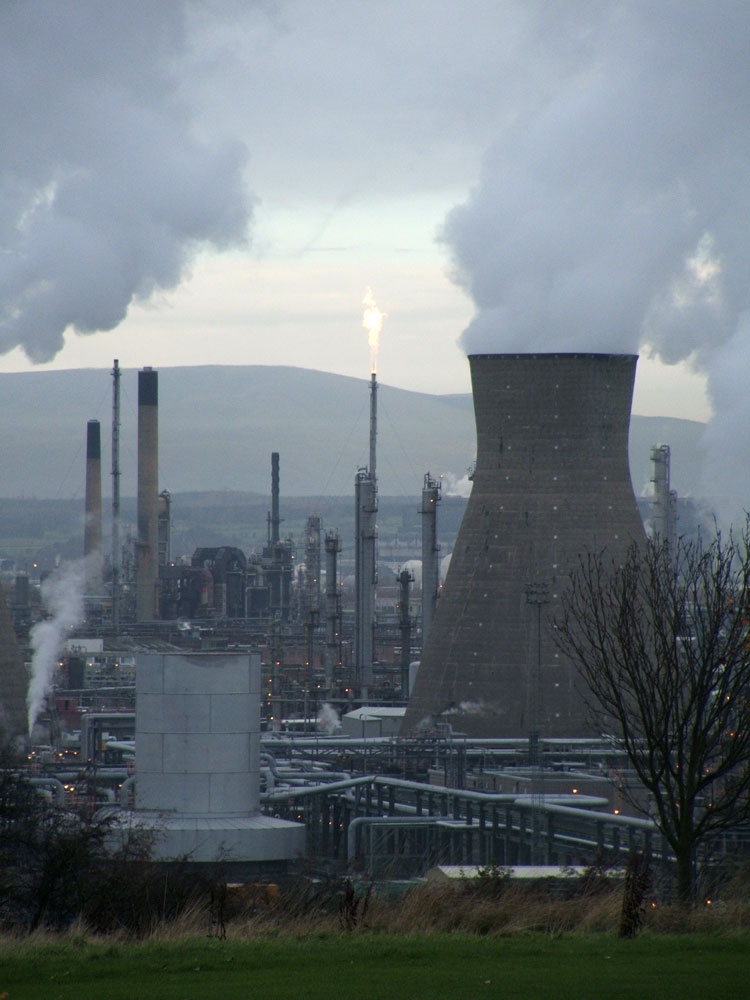 A petrochemical refinery in Grangemouth, Scotland, UK.