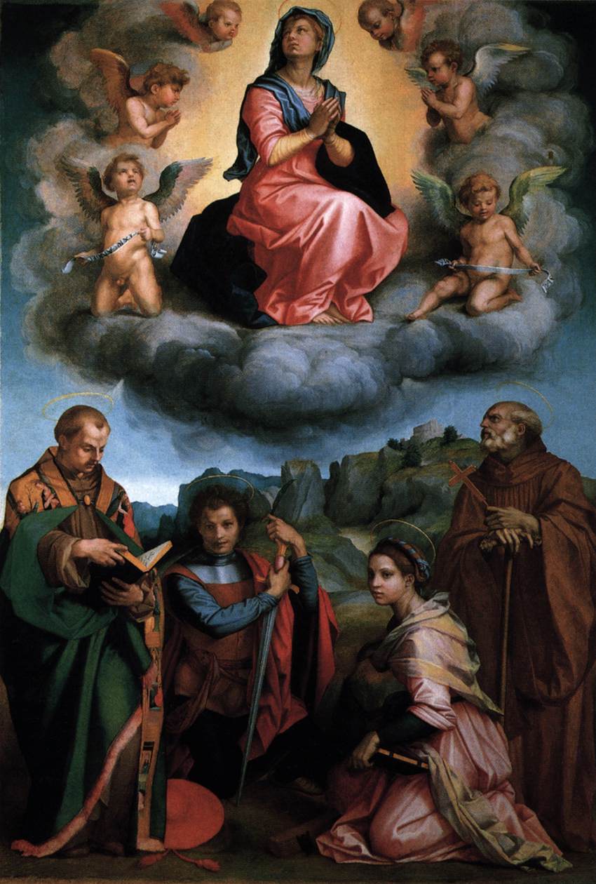 Giovanni Battista del Museo imzalı, teknik detayları koruyan görkemli Poppi Altarpiece çalışması.