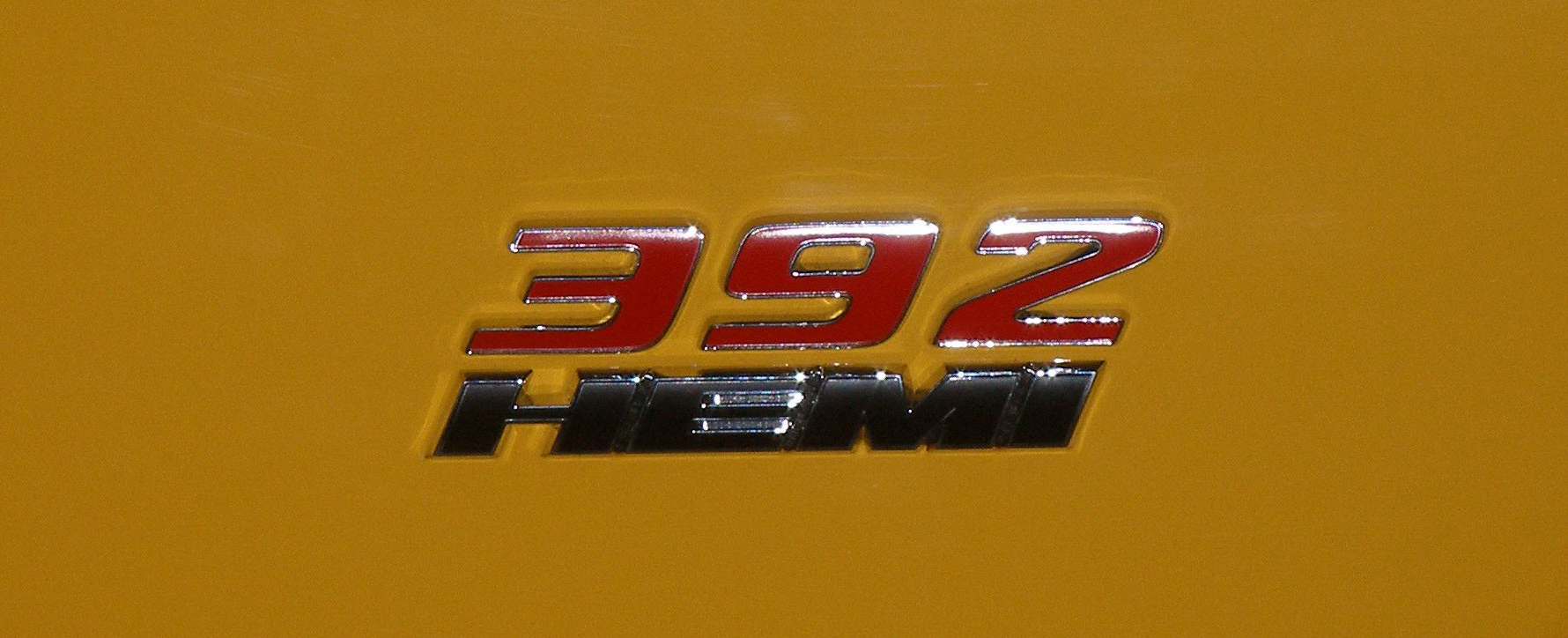 The 392 HEMI badge on a 2012 Dodge