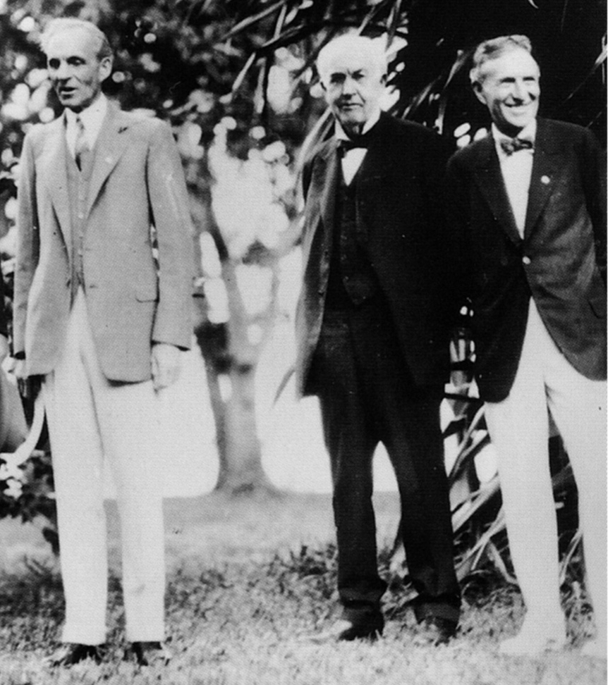 A photograph of Henry Ford, Thomas Alva Edison, and Harvey Samuel Firestone - the fathers of mode...