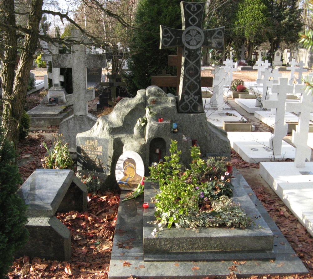 Gravestone of the famous russian film-maker Andrei Tarkovsky and his wife Larissa. Andrei Tarkovs...