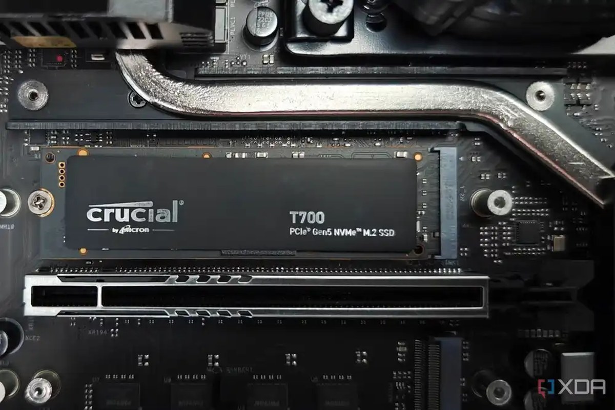 An image of an NVMe SSD slotted into a motherboard port.