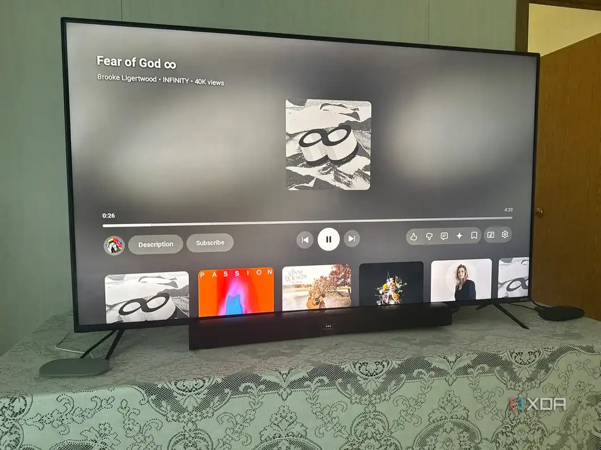 Google TV Streamer Playing YouTube Music app
