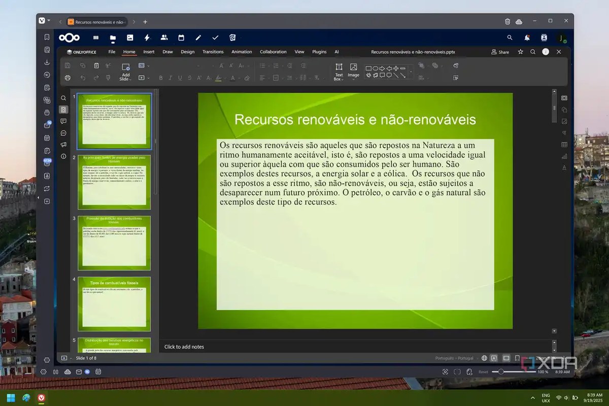 Screenshot of a slideshow presentation in OnlyOffice for Nextcloud