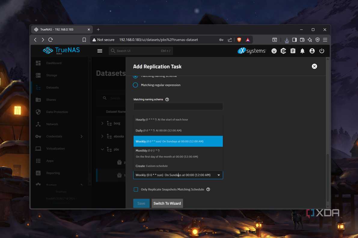Changing the snapshot schedule in TrueNAS