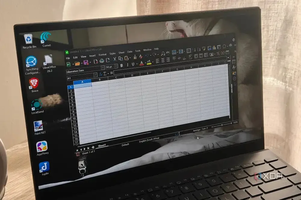 a libreoffice spreadsheet on a laptop
