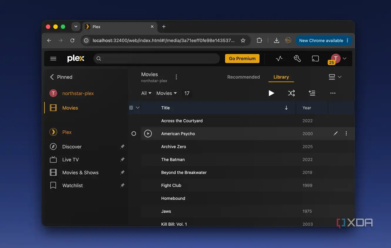 Plex Library table view