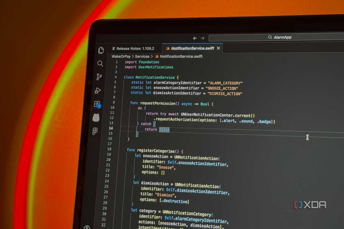 VS code open on a MacBook