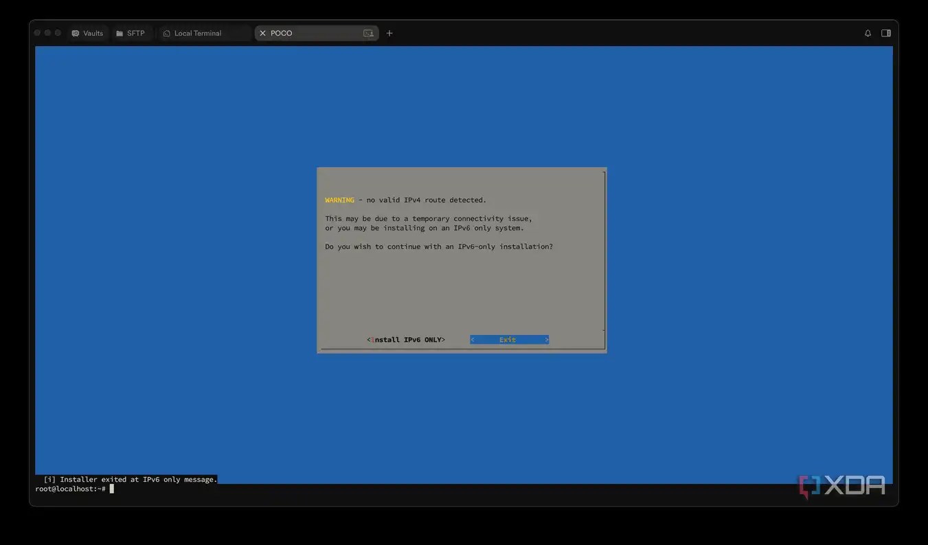 Pi-hole installer falsely reporting no IPv4 route inside proot