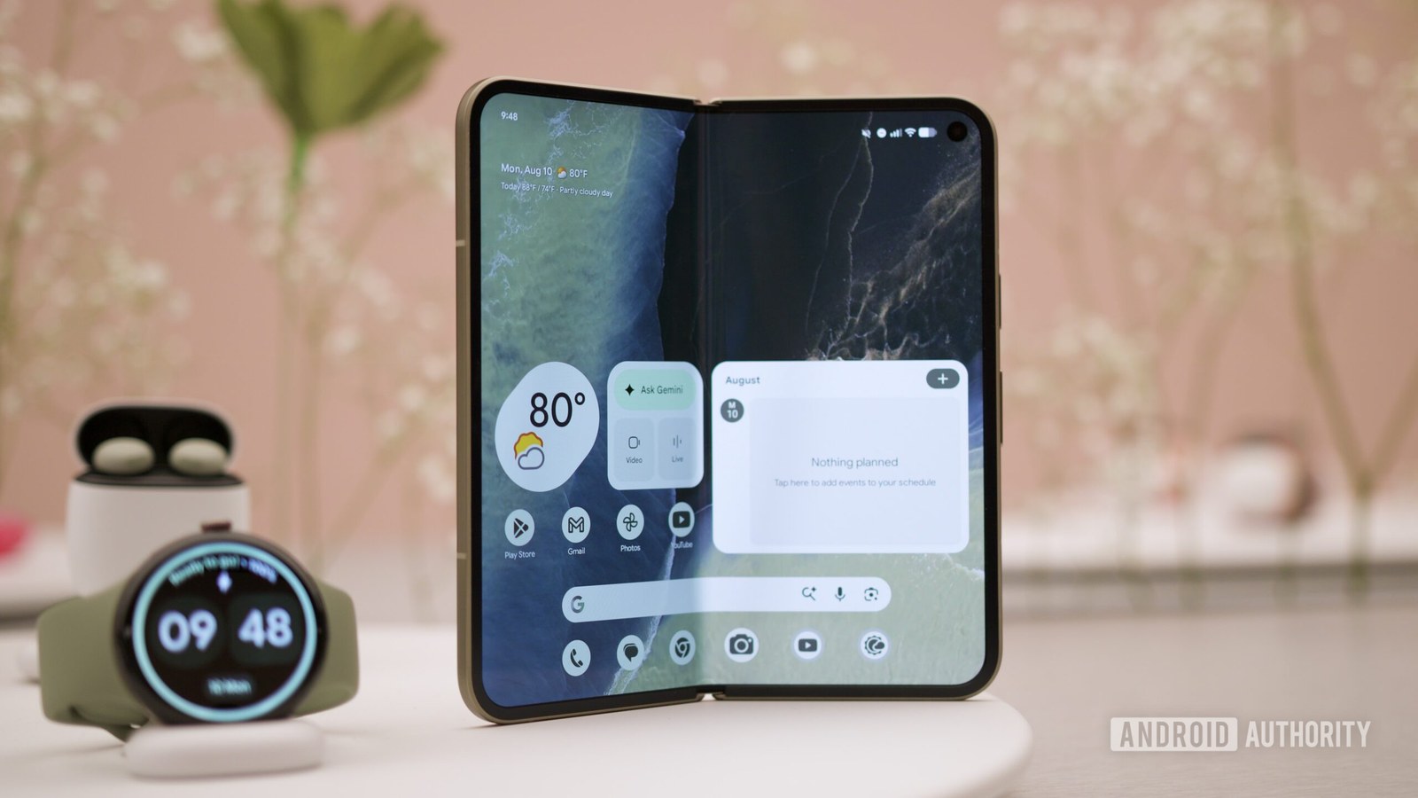 Half-open inner display on the Google Pixel 11 Pro Fold.