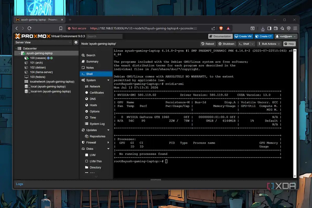 Checking Nvidia drivers on a Proxmox host