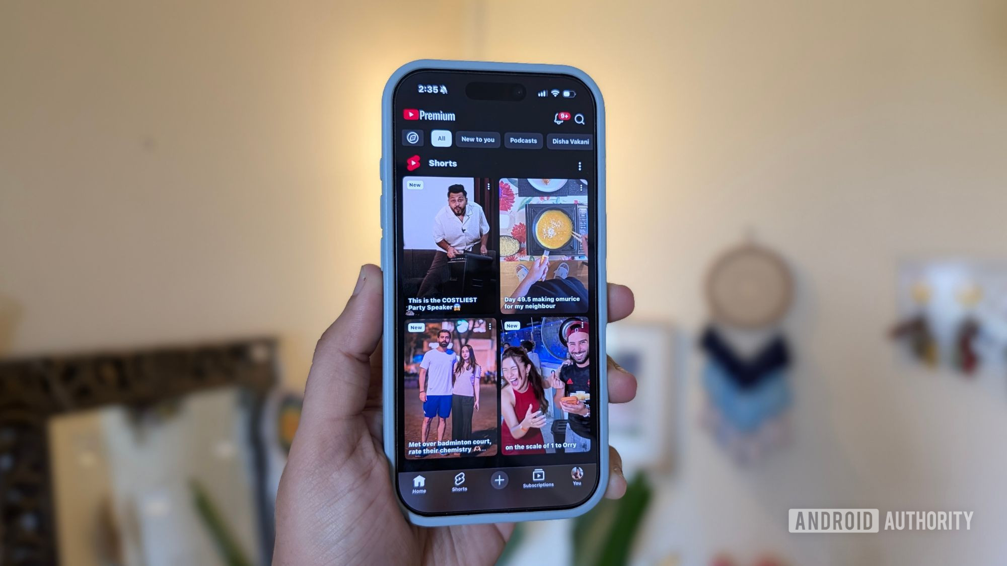 YouTube feed on iPhone