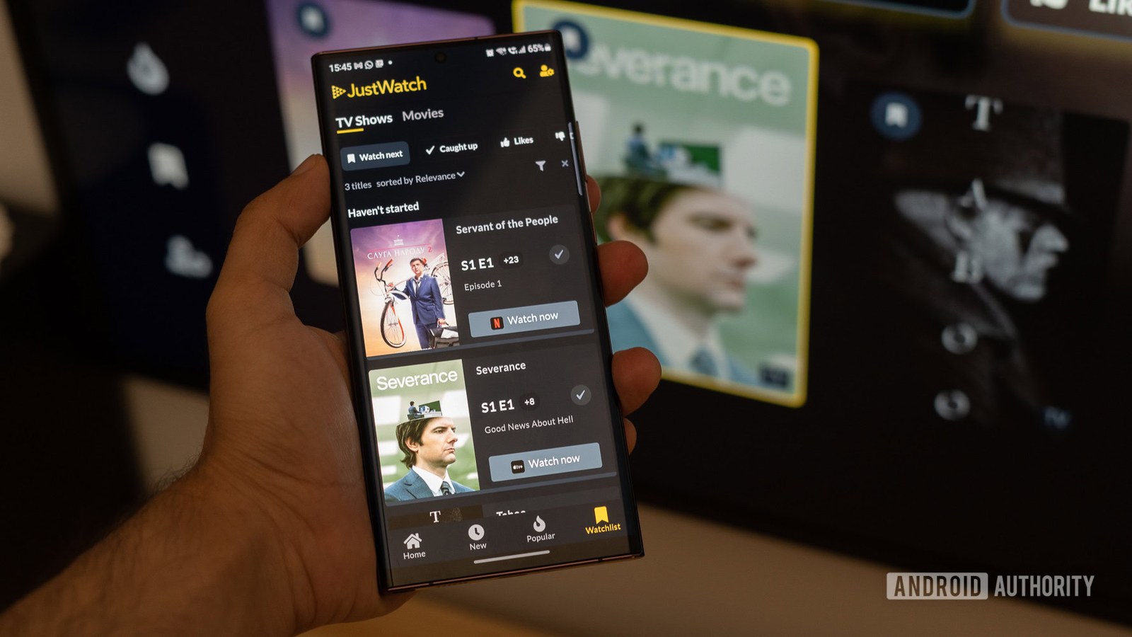 Just Watch watchlist feature on phone