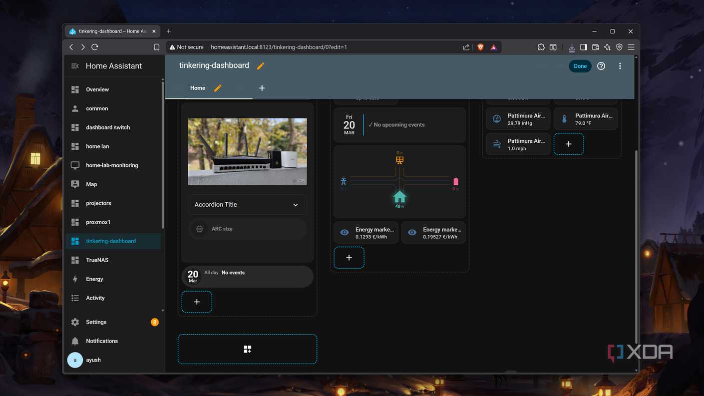 A Home Assistant dashboard