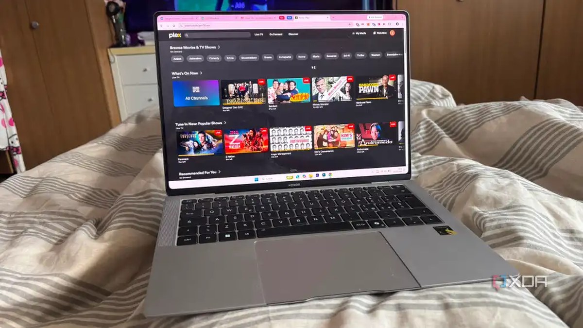 Plex homescreen being shown on laptop