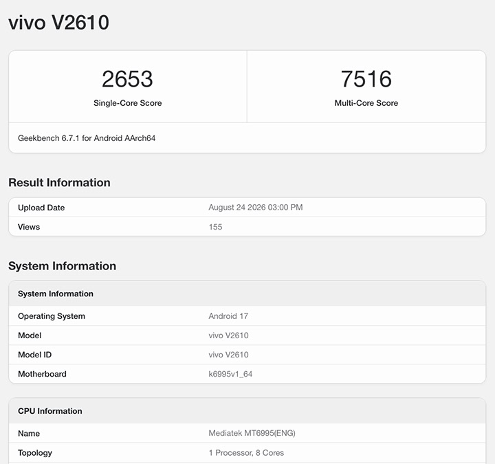 mediatek dimensity 9600 pro geekbench scores leaked mediatek dimensity 9600 pro geekbench scores leaked