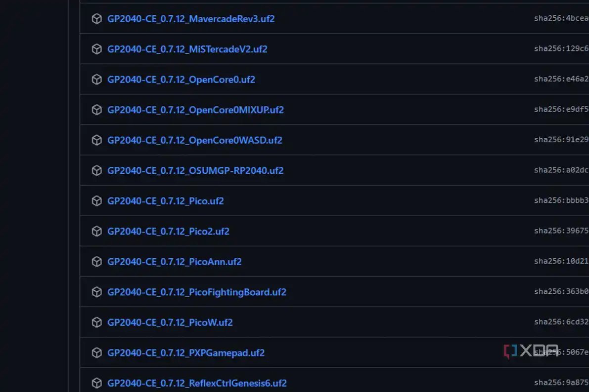 GP-2040 CE firmware GitHub download choices