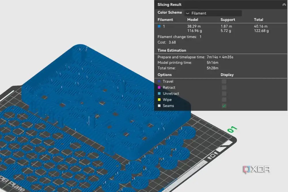 Filament weight estimation for leverless fightstick in Bambu Studio