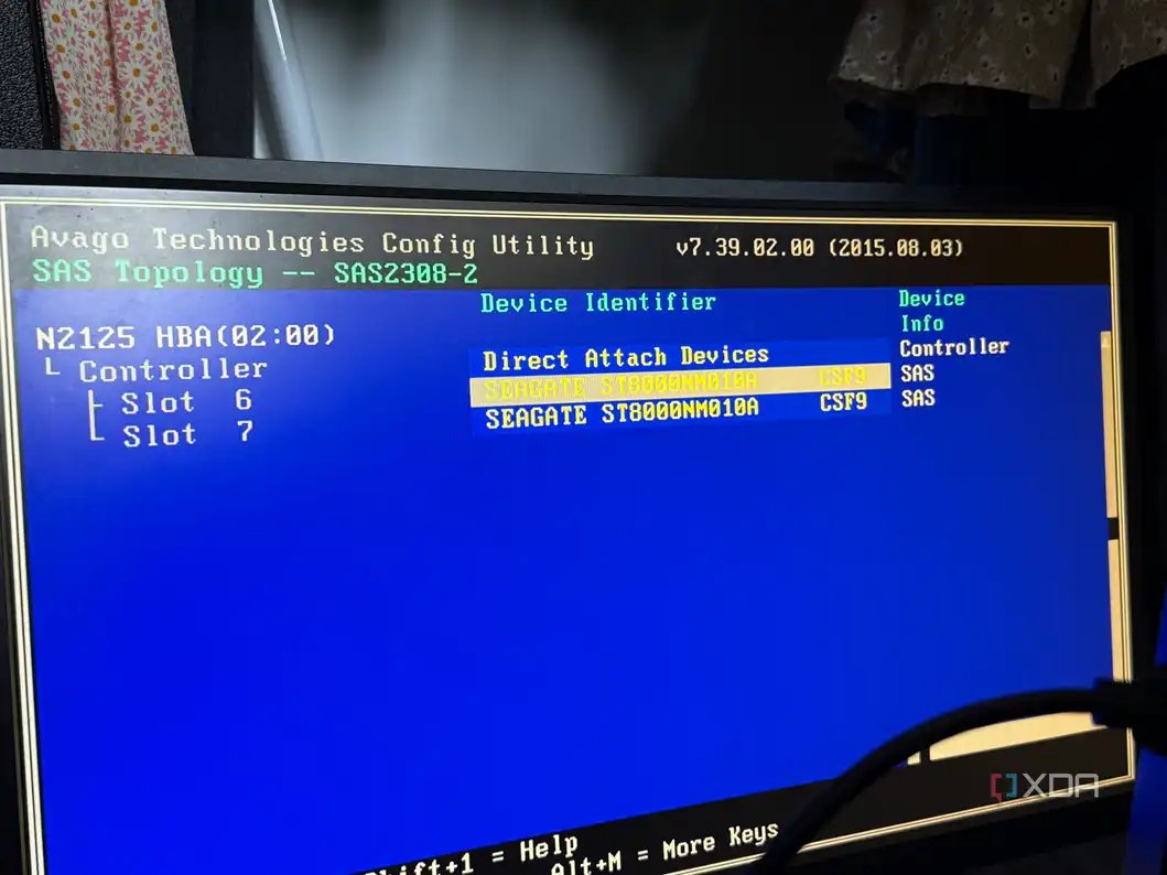 A photo of a SAS configuration utility