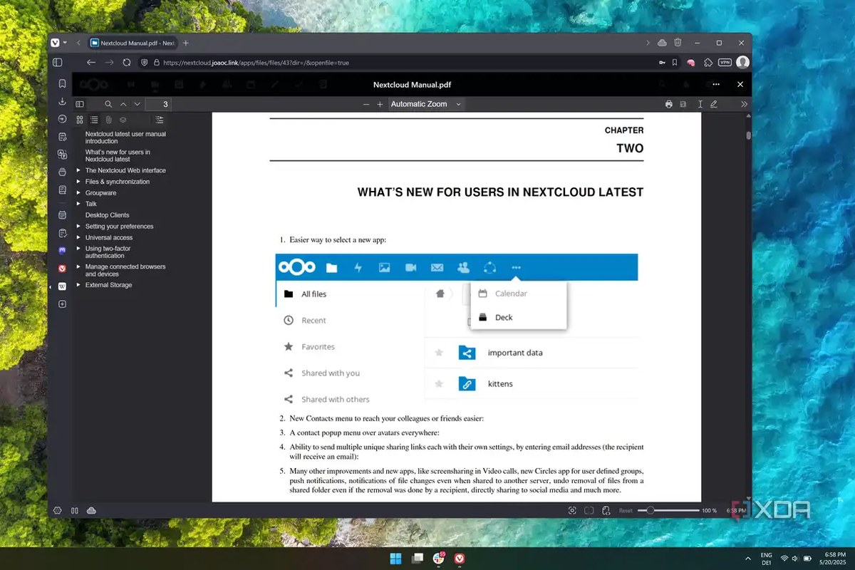 Screenshot of a PDF file open in Nextcloud