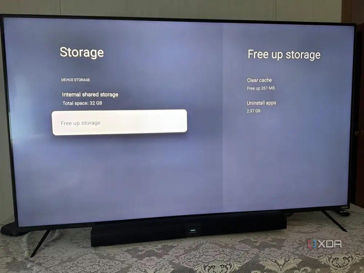 Shows Storage Options Clear Cash or Uninstall Android TV Apps