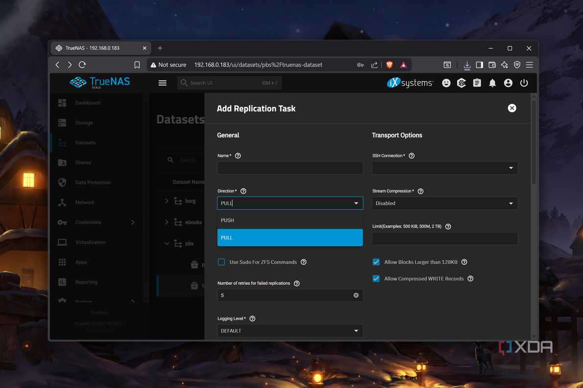 Switching to pull mode for replication tasks in TrueNAS