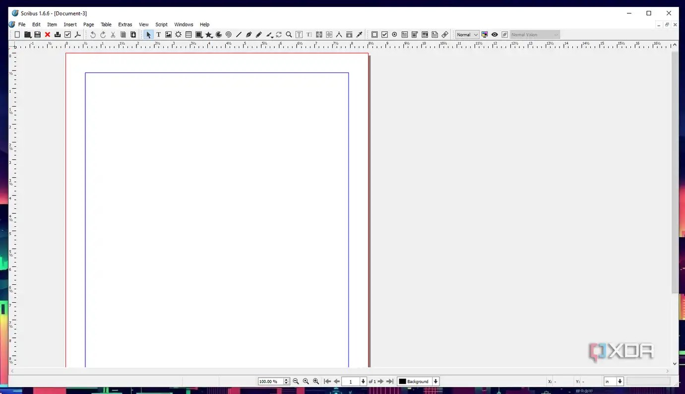 A blank Scribus document