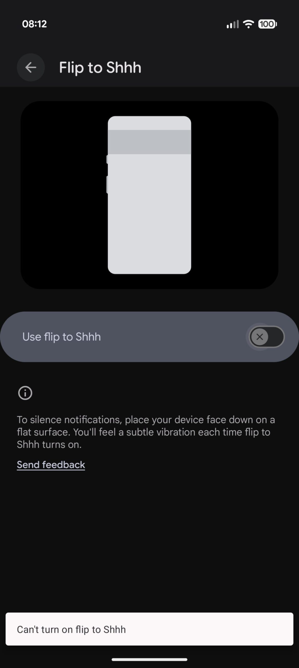 flip to shhh toggle error.