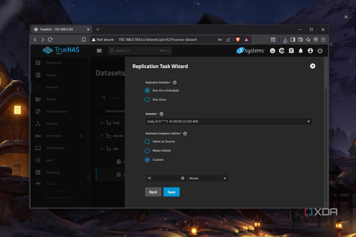 Changing the snapshot lifetime in TrueNAS