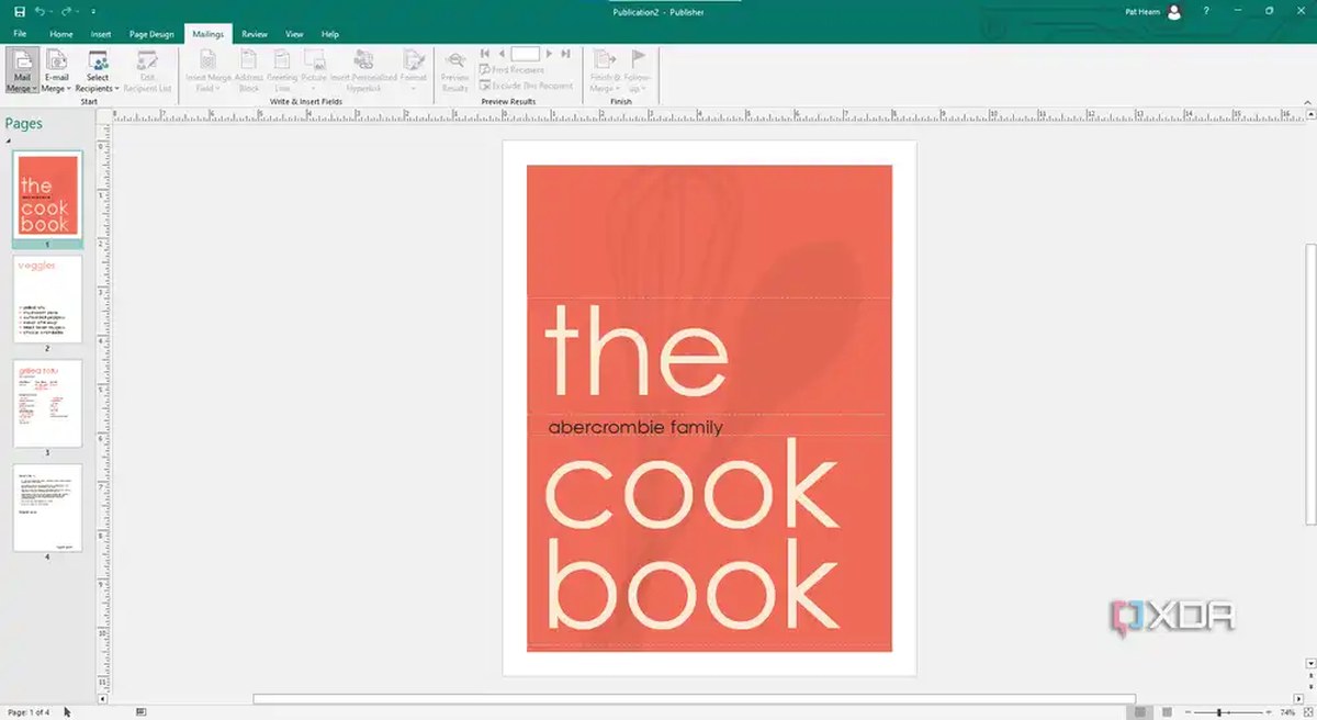 Microsoft Publisher interface