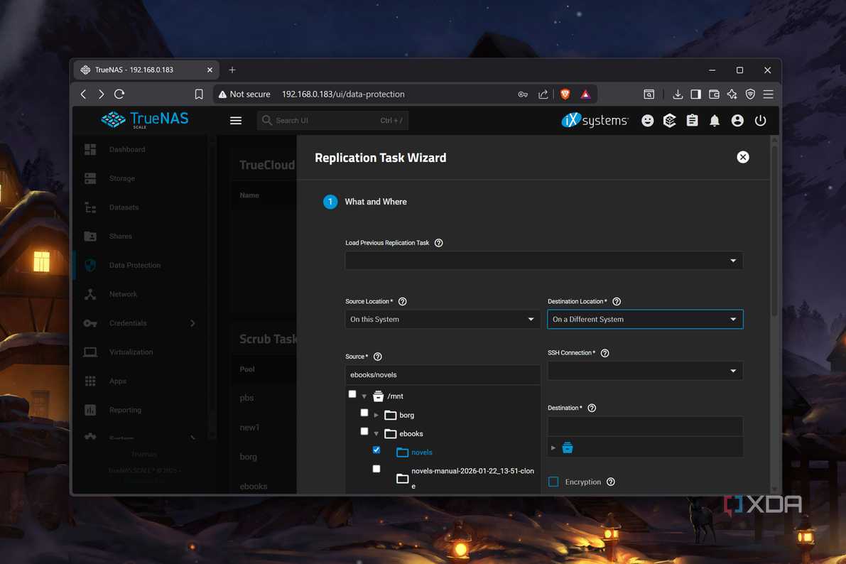 The replication task wizard in TrueNAS