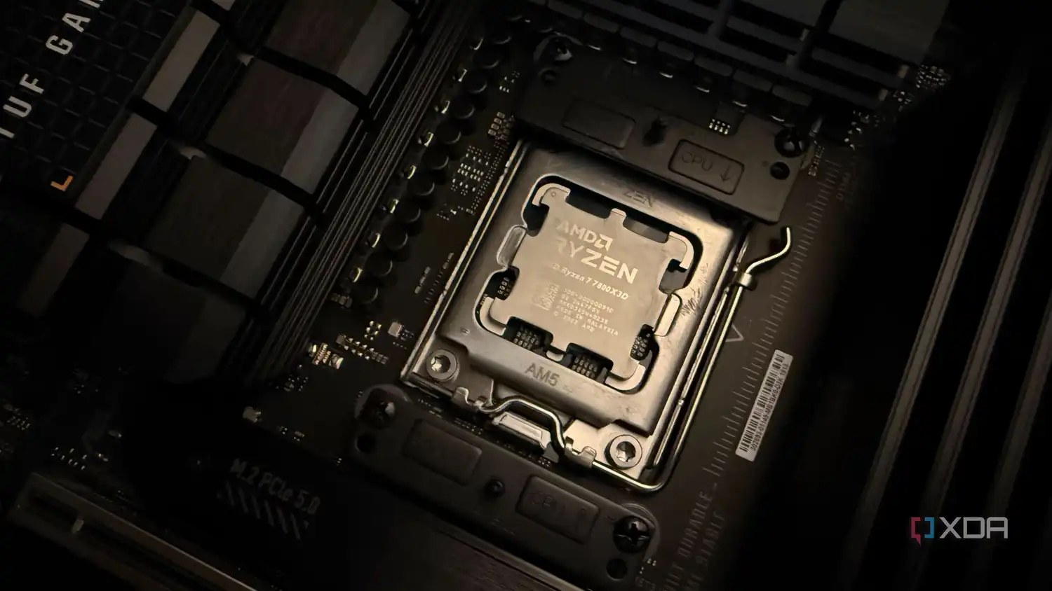 A photo of a socketed 7800X3D CPU