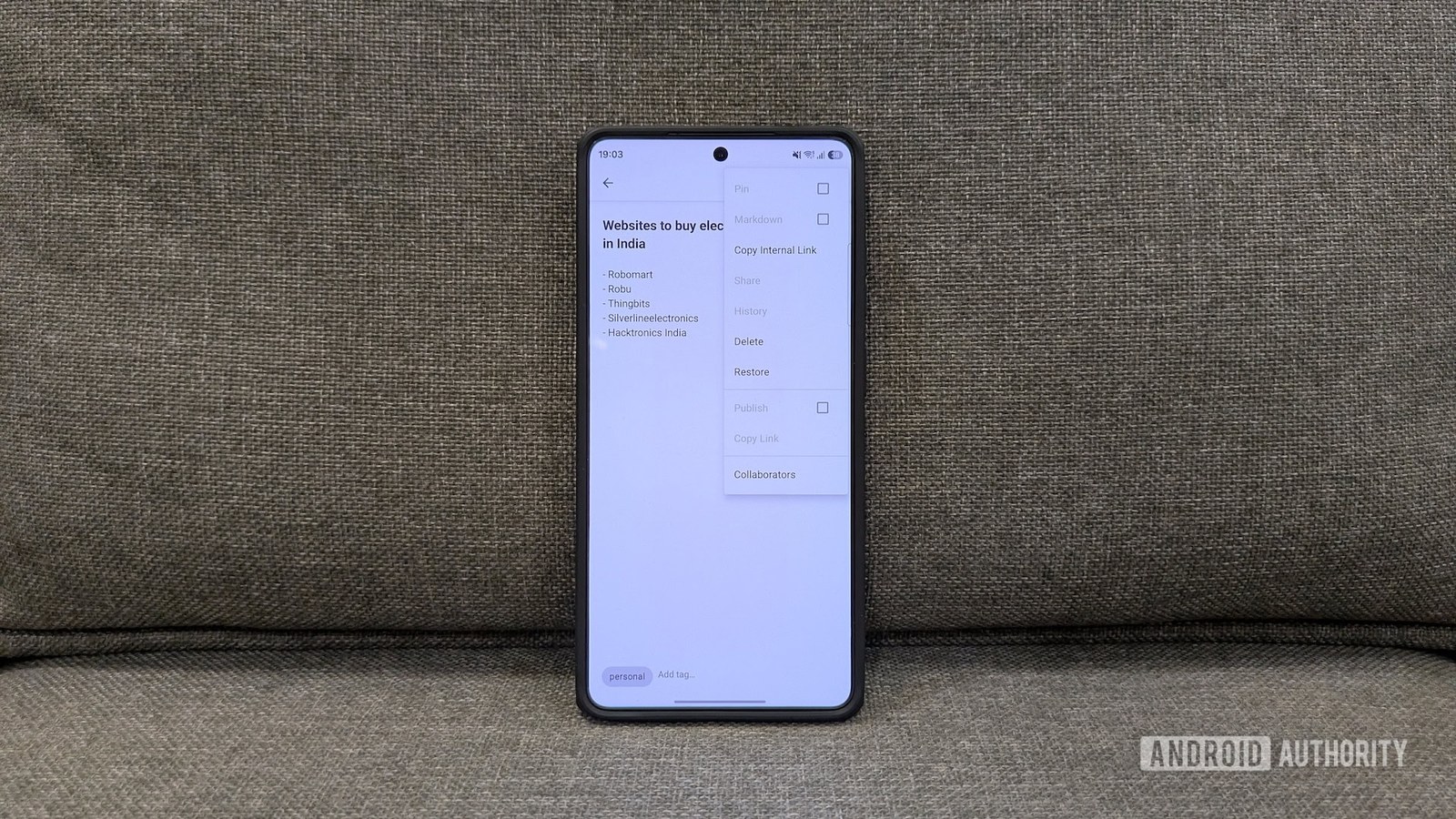 Simplenote Android app.