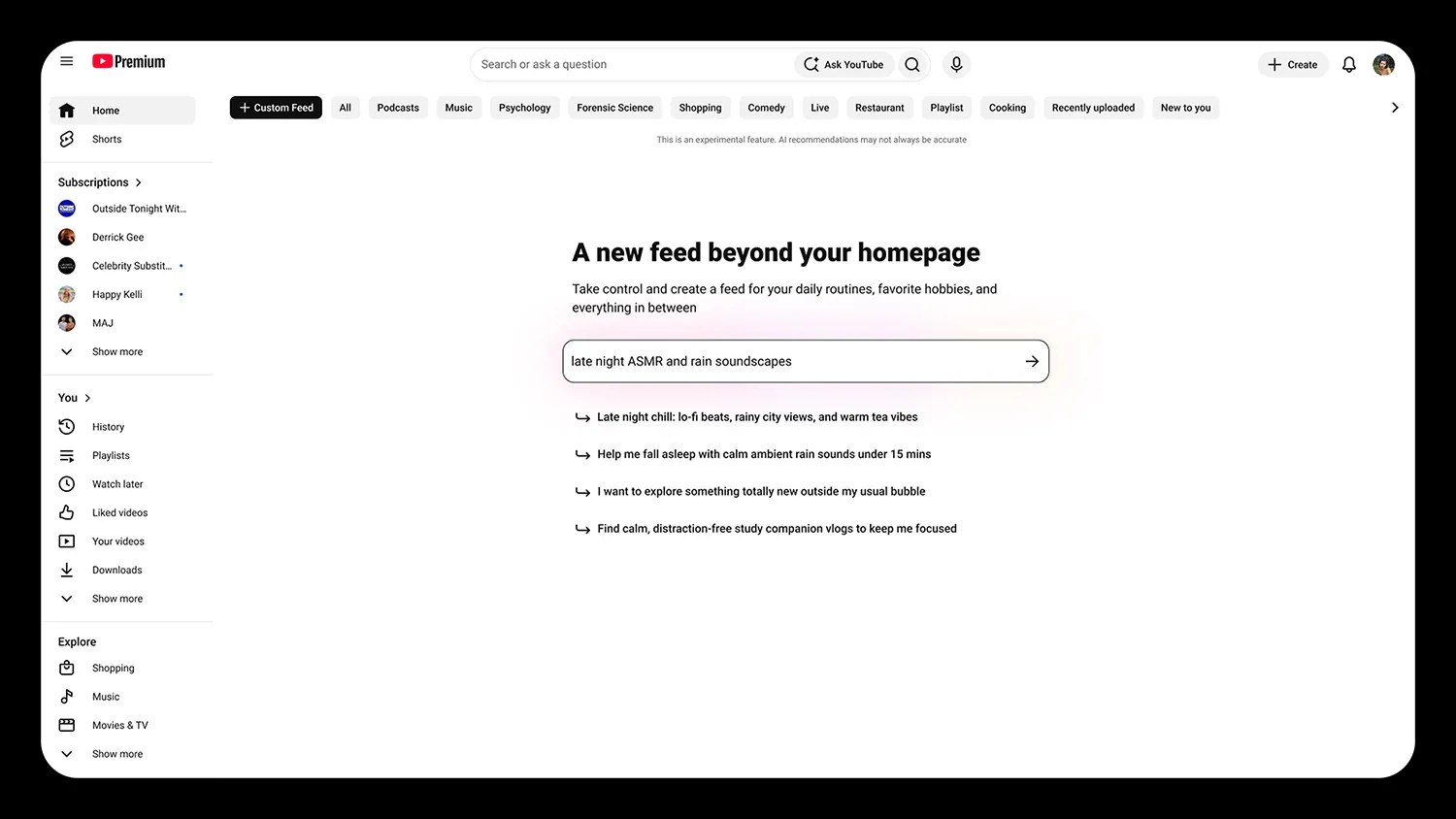 YouTube, Kullanıcıların Kendi Algoritmalarını Kendi İstekleriyle Kurmasına İzin Veriyor
