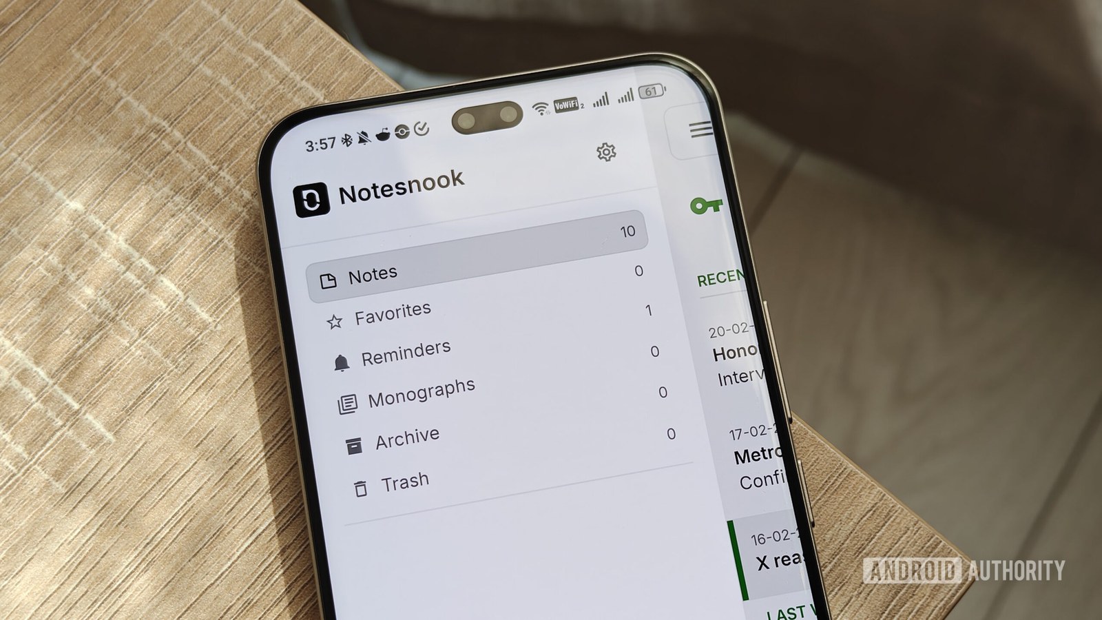 a menu showing different options in notesnook