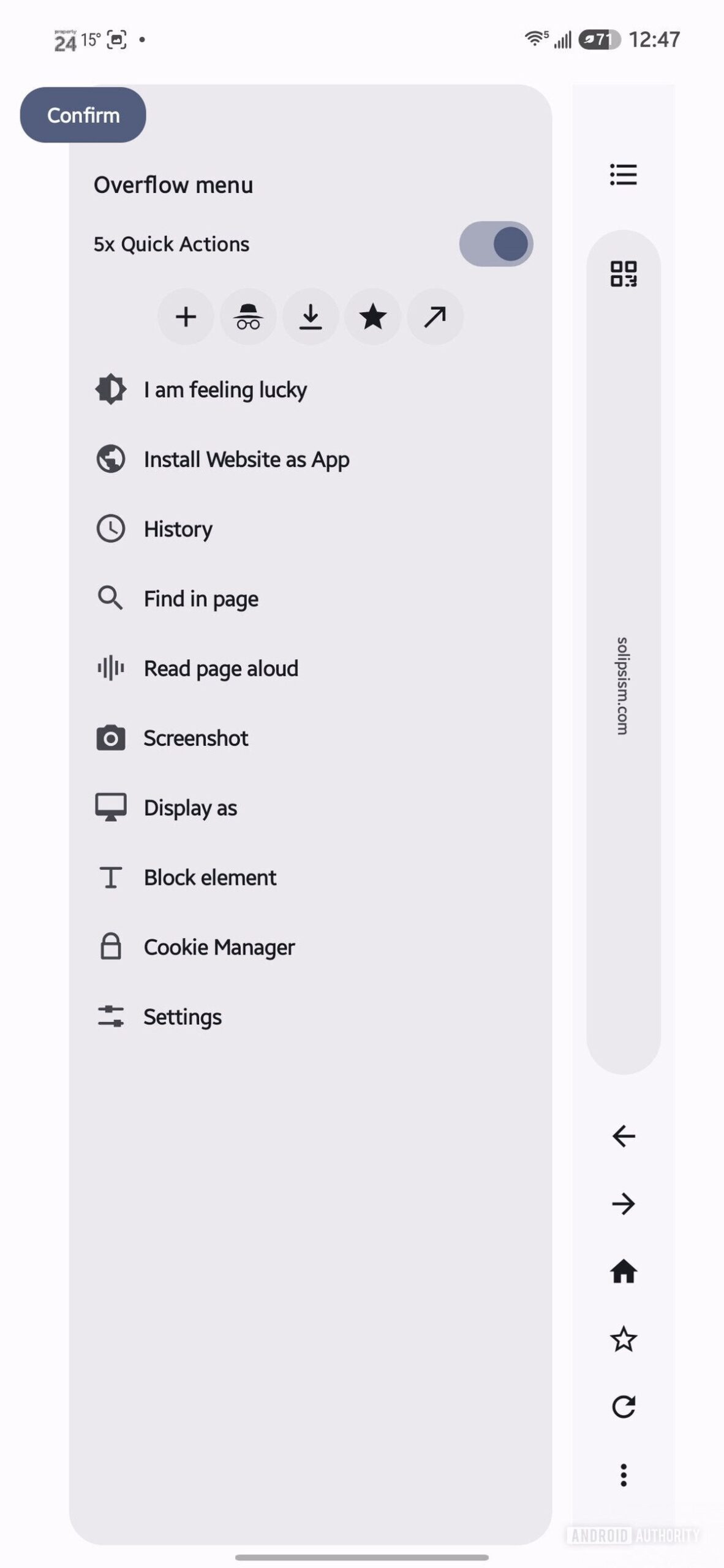 solipsism browser side rail settings 1