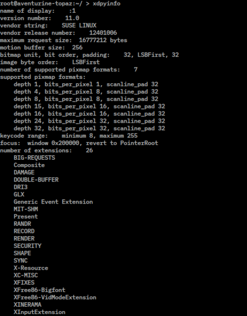 xdpyinfo, a command to show X.Org Server information